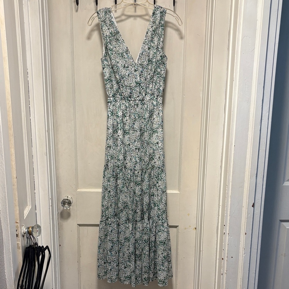 Banana Republic Floral Tiered Maxi Dress With Pockets Xsmall